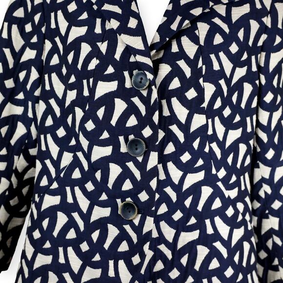 Lafayette 148 Womens Blazer Jacket Blue/Beige Geometric Print  10 - Picture 4 of 8